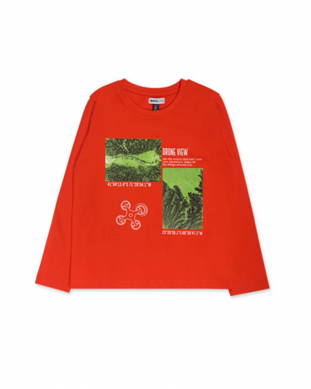 T-shirt de malha laranja para menino Try New Path T-shirt de malha laranja para menino Try New Path