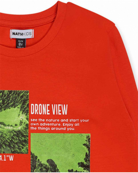 T-shirt de malha laranja para menino Try New Path T-shirt de malha laranja para menino Try New Path