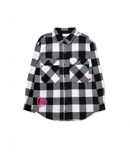 Camisa xadrez de flanela para menina K-Pop