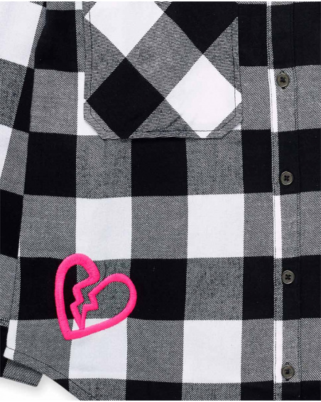 Camisa xadrez de flanela para menina K-Pop