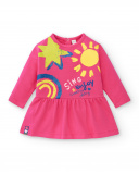 Vestido de malha rosa de menina coleção Run Sing Jump