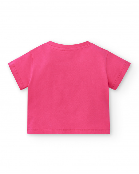 T-shirt de malha rosa de menina coleção Run Sing Jump