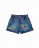 Shorts jeans azul de menina coleção Run Sing Jump