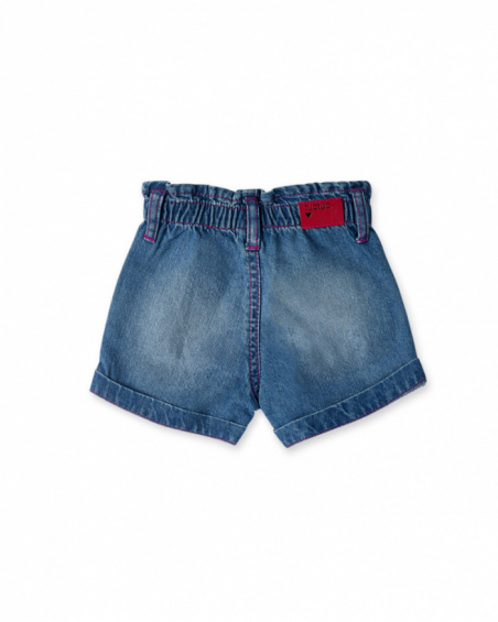 Shorts jeans azul de menina coleção Run Sing Jump
