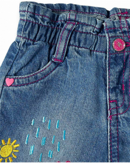 Shorts jeans azul de menina coleção Run Sing Jump