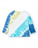 Camiseta longa de malha branca para menino coleção Run Sing Jump