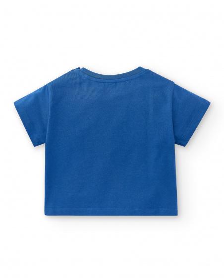 T-shirt de malha azul para menino coleção Run Sing Jump