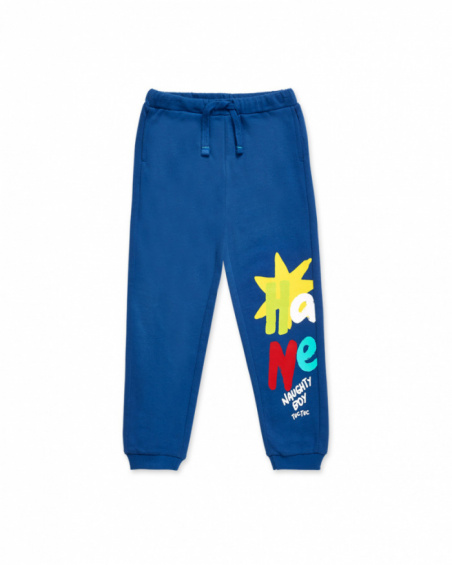 Calça de pelúcia azul de menino coleção Run Sing Jump