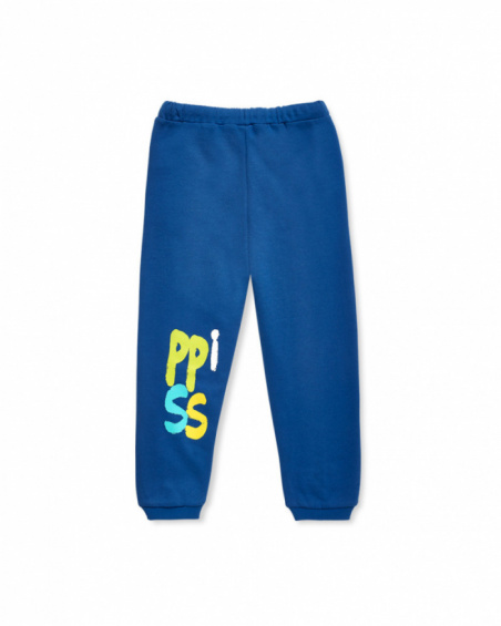 Calça de pelúcia azul de menino coleção Run Sing Jump