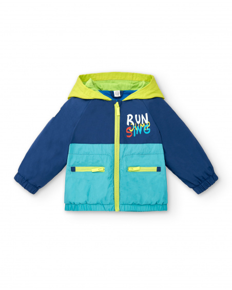 Blusão verde azul de menino coleção Run Sing Jump
