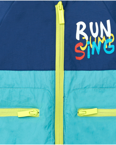 Blusão verde azul de menino coleção Run Sing Jump