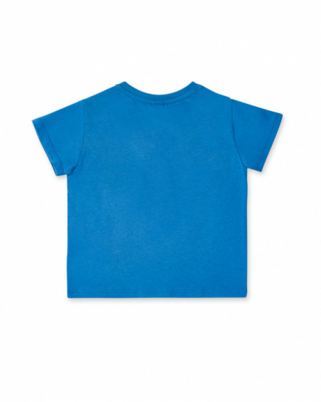T-shirt de malha azul para menino Tropadelic