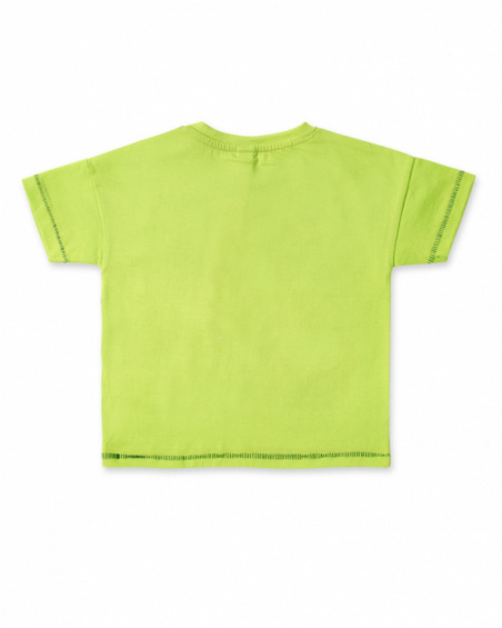 T-shirt verde menino em malha Tropadelic