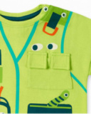 T-shirt verde menino em malha Tropadelic