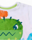 T-shirt de menino em malha branca com apliques Tropadelic