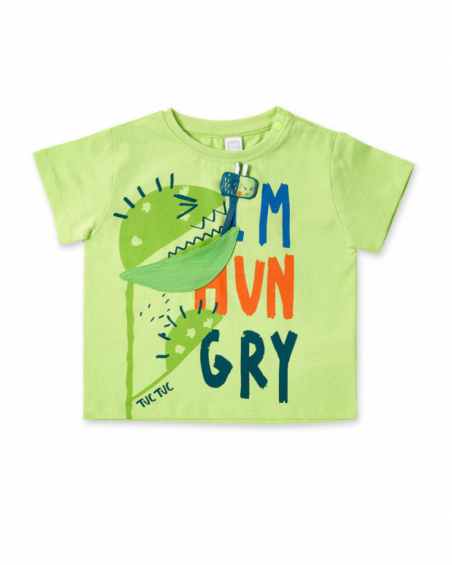 T-shirt verde de menino em malha Tropadelic