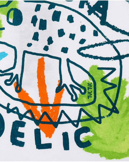 T-shirt branca de menino em malha Tropadelic