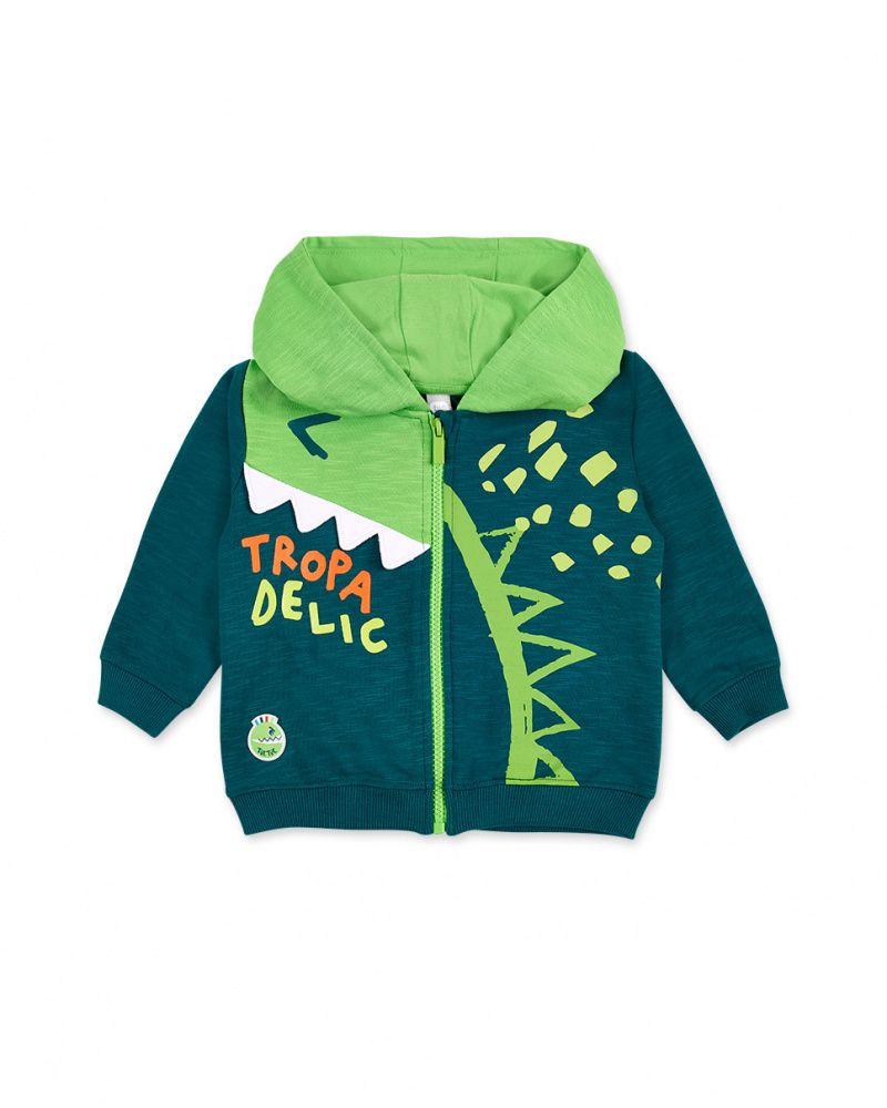 Casaco de pelúcia verde para menino Tropadelic