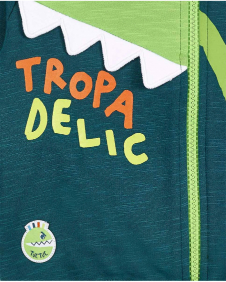 Casaco de pelúcia verde para menino Tropadelic