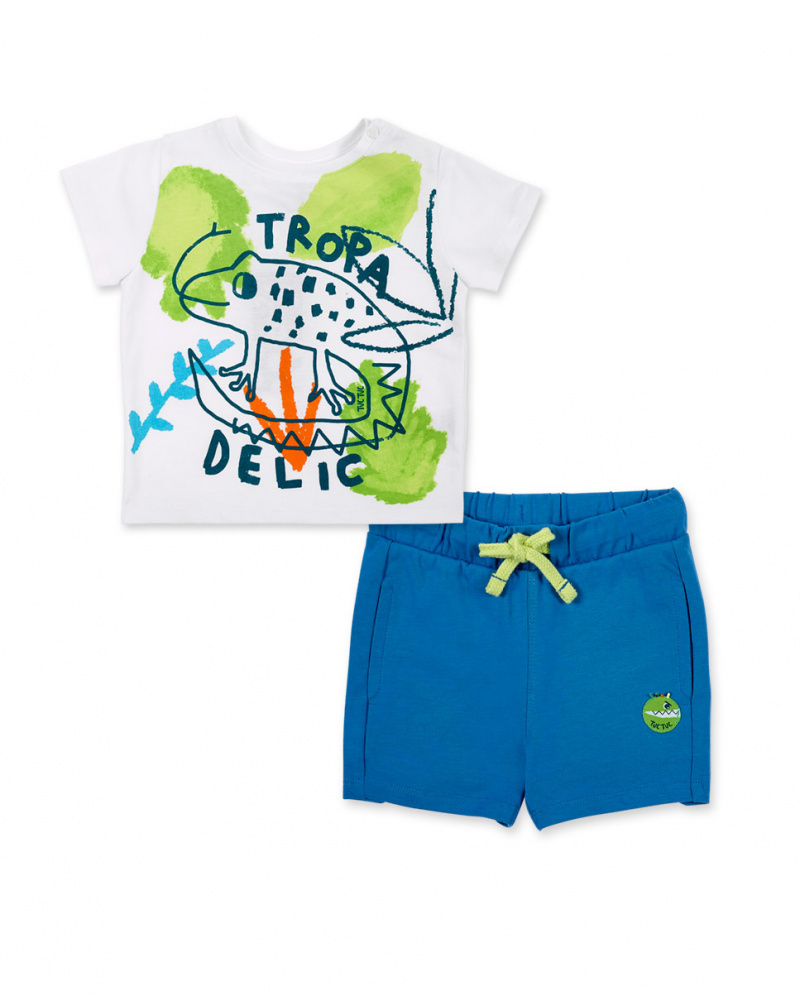 Conjunto de malha branca de menino Tropadelic