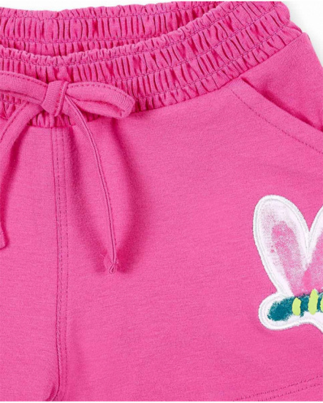 Shorts de malha rosa de menina Tropadelic