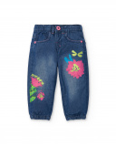 Calça jeans azul de menina Tropadelic