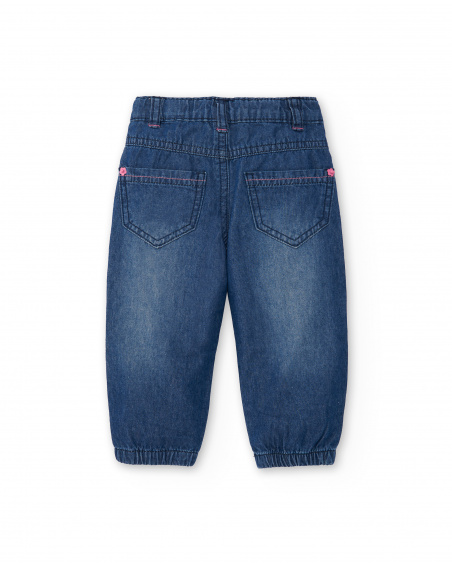 Calça jeans azul de menina Tropadelic