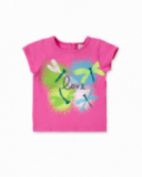 T-shirt de malha rosa de menina Tropadelic