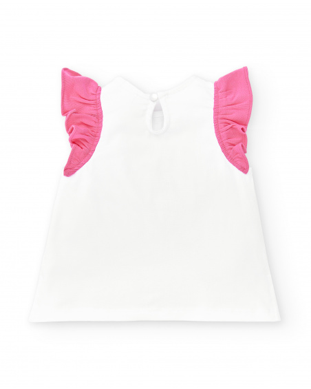 T-shirt branca de menina em malha Tropadelic