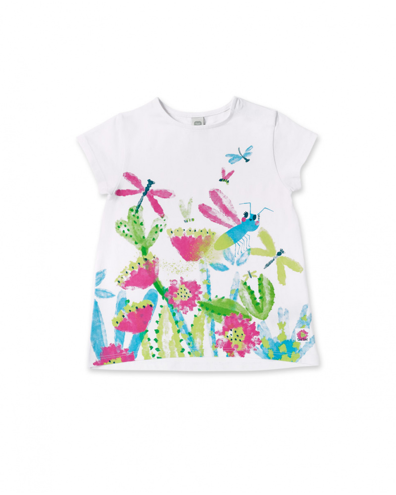 Vestido de malha branco de menina Tropadelic