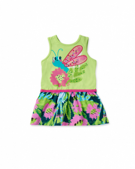 Vestido de malha verde de menina Tropadelic