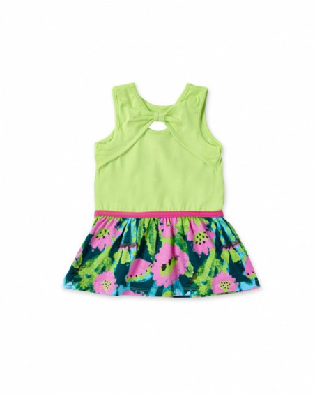 Vestido de malha verde de menina Tropadelic