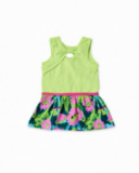 Vestido de malha verde de menina Tropadelic