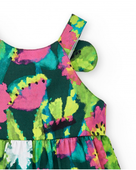 Vestido de popelina verde de menina Tropadelic