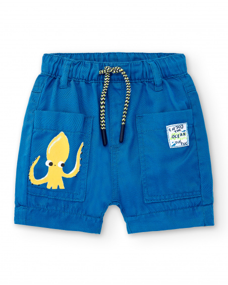 Bermudas menino em sarja azul Ocean Wonders