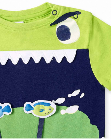 T-shirt verde de menino em malha Ocean Wonders