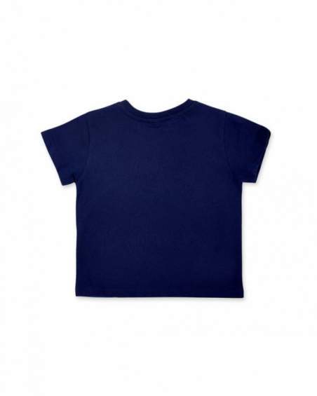 T-shirt de malha azul marinho para menino Ocean Wonders