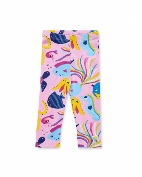 Leggings de menina em malha lilás estampada Ocean Wonders