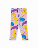 Leggings de menina em malha lilás estampada Ocean Wonders