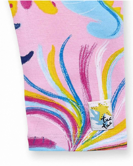 Leggings de menina em malha lilás estampada Ocean Wonders