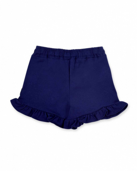 Shorts de malha azul marinho para menina Ocean Wonders