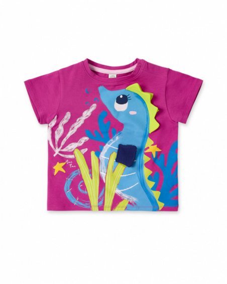 T-shirt lilás de menina em malha Ocean Wonders