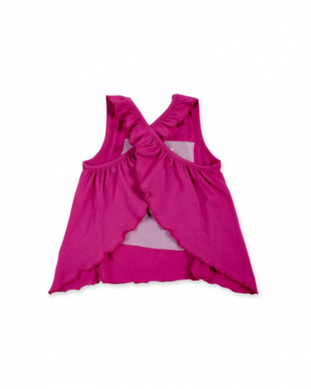 T-shirt de menina em malha lilás com alças cruzadas Ocean