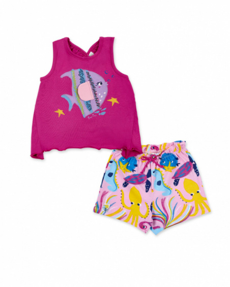 Conjunto de malha lilás de menina. Ocean Wonders