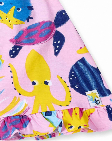 Vestido de menina em malha estampado lilás Ocean Wonders