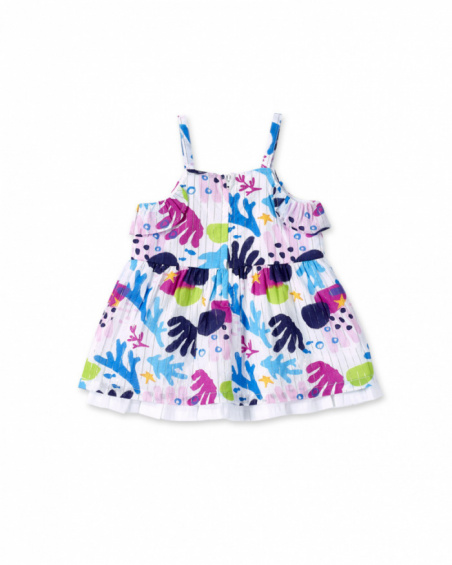 Vestido de popeline branco de menina Ocean Wonders