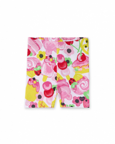 Leggings de ciclismo de malha branca para menina Creamy Ice