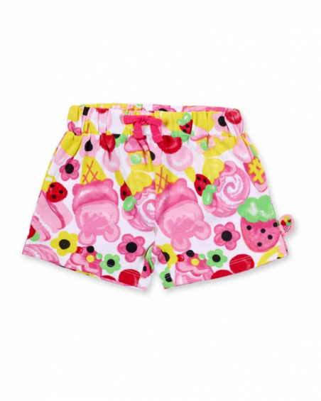 Shorts de malha branca de menina Creamy Ice
