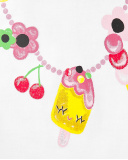 T-shirt branca de menina em malha com folhos Creamy Ice