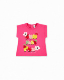 T-shirt de malha fúcsia de menina Creamy Ice